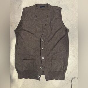 Thom Sweeney Brown Sleeveless Merino Wool Cardigan